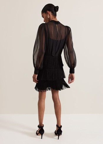 Phase Eight Felicity Fringe Dress Black Australia | TM4192836